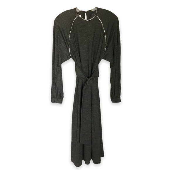 NR1 by Ned Gould Midi Dress Vintage Wool Gray with Rhinestone Accents in Size 10 - Picture 1 of 7